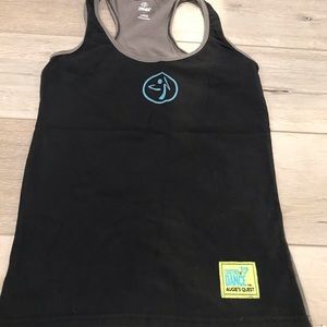 Gray and black Zumba top